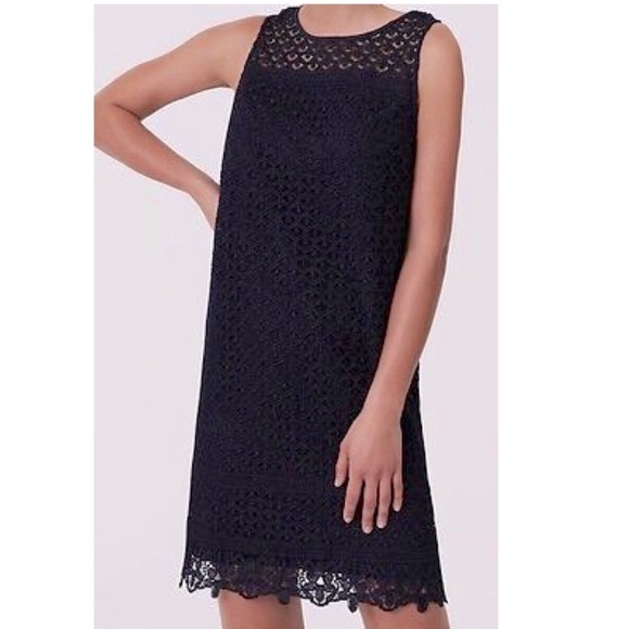 LOFT Dresses & Skirts - Loft navy blue lace sleeveless sheath dress, 16